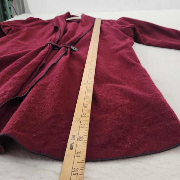 Beppa Women’s Large Burgundy Shawl Wool Cardigan Boho Minimalist Cozy Lagenlook - Picture 4 of 7